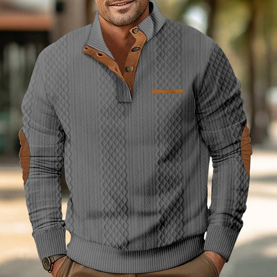 Herren Strickpullover mit modernem Kragen und strukturierter Oberfläche