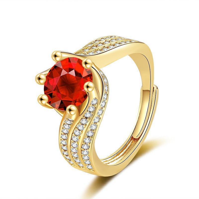Damen Eleganter Ring mit kunstvollem Zirkonia und strahlendem Hauptstein Shop Nory