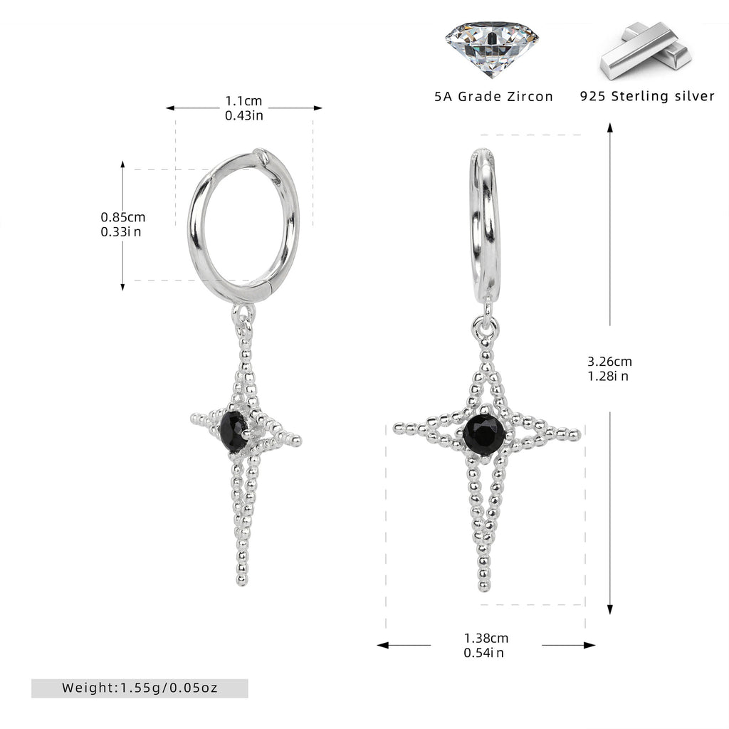 Damen Ohrhänger mit Kreuzdesign und funkelndem Zirkon Shop Nory