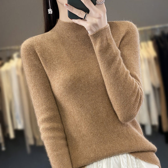 Damen Schlanker Feinstrick-Mockneckpullover aus feinem Angora‑Mix Shop Nory