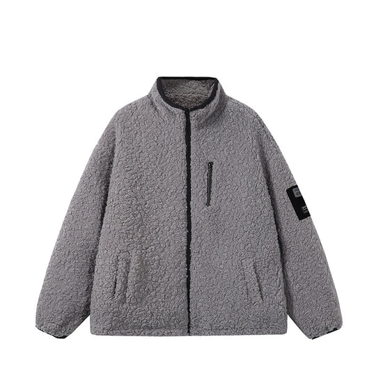 Unisex Teddy‑Fleece Jacke mit Stehkragen, hoher Wärme und kontrastierender Reißverschluss Shop Nory