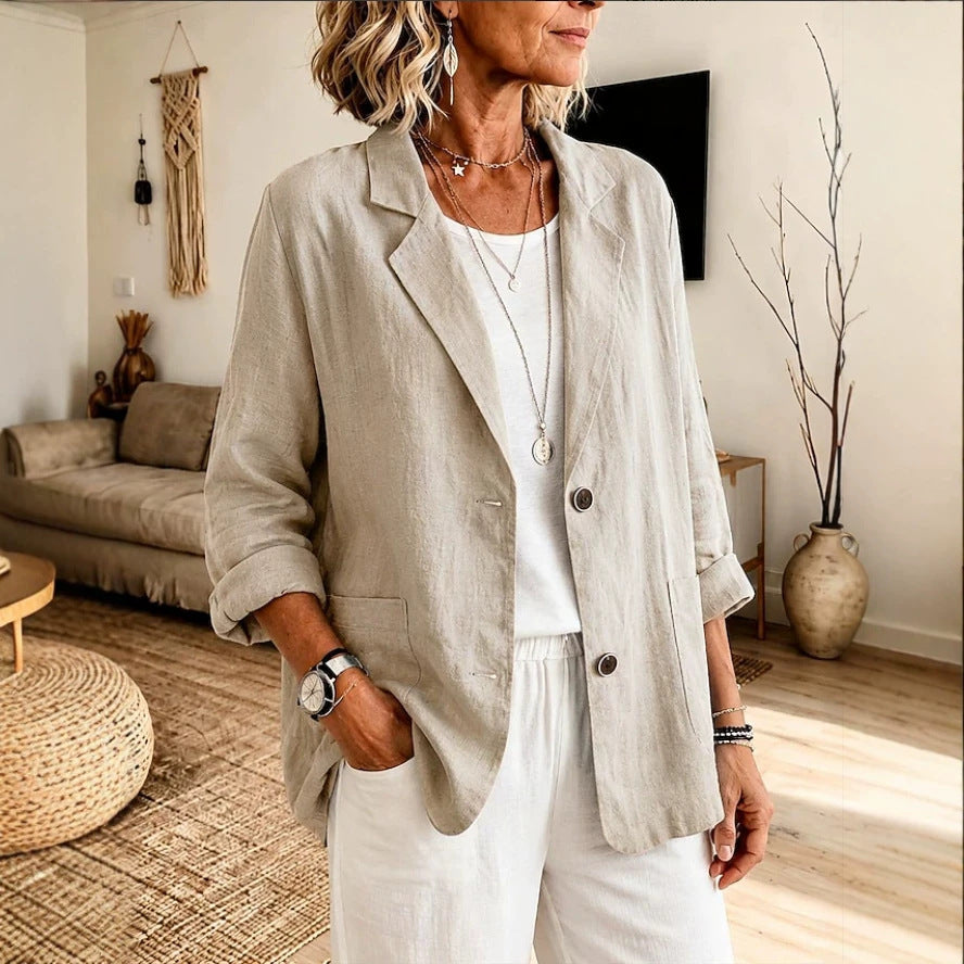 Damen Leichte und elegante Leinenjacke Shop Nory