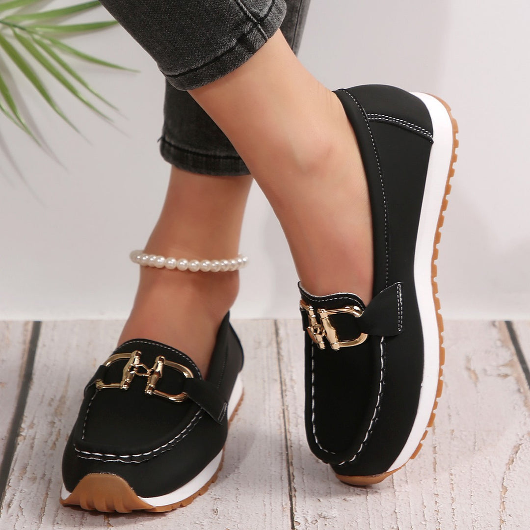 Damen Angesagte Plateau‑Loafer mit Gold‑Horsebit und gepolstertem Komfortfußbett Shop Nory