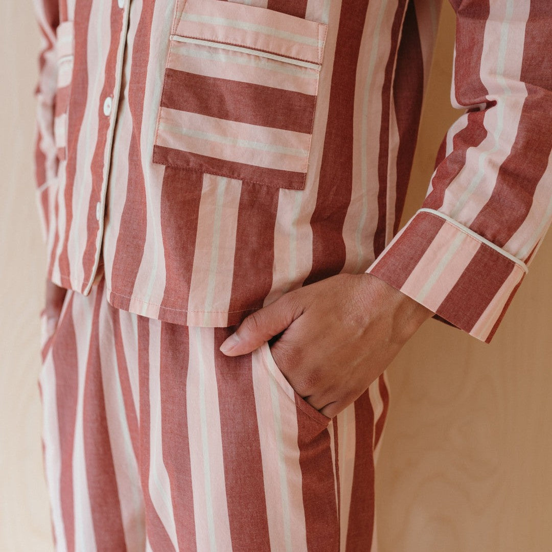 Damen Pyjama-Set mit modischem Streifenmuster