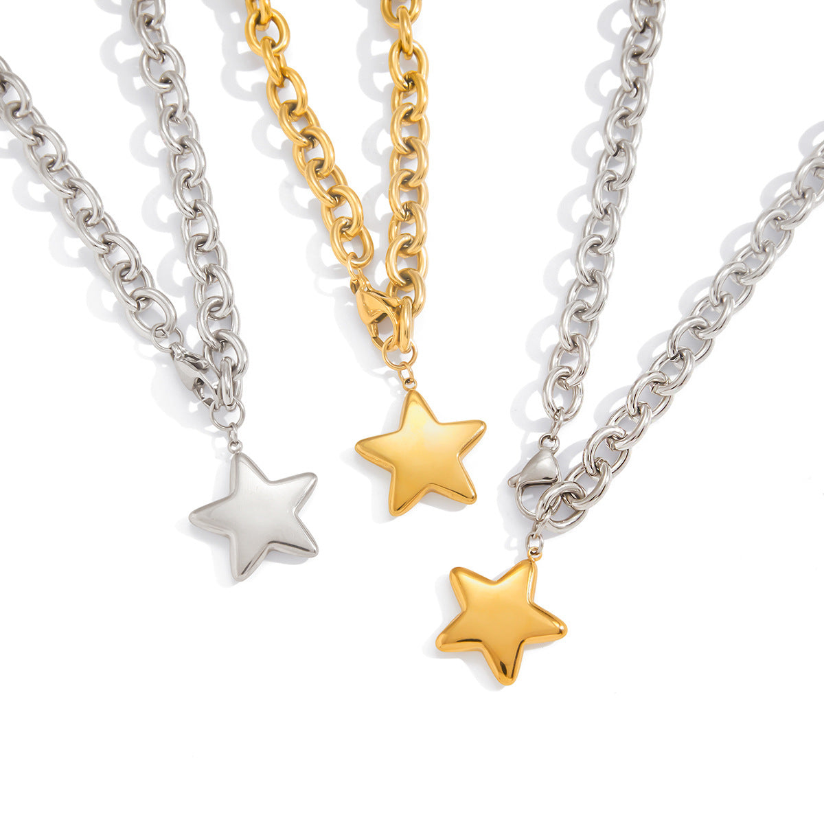 Damen Halskette mit stilvollem Ketten-Design und starförmigem Anhänger Shop Nory