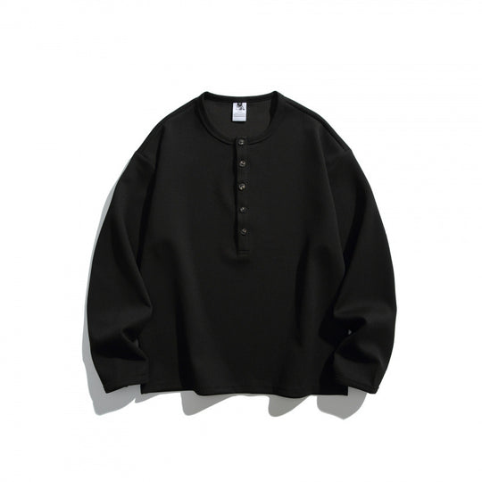 Unisex Waffelstruktur-Henleyshirt mit Knopfleiste und Oversize-Schnitt Shop Nory