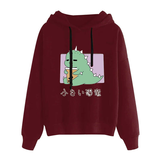 Damen nan kurz geschnittener Cropped-Kapuzenpullover mit niedlicher Frosch-Illustration und verstellbarer Kapuze Shop Nory