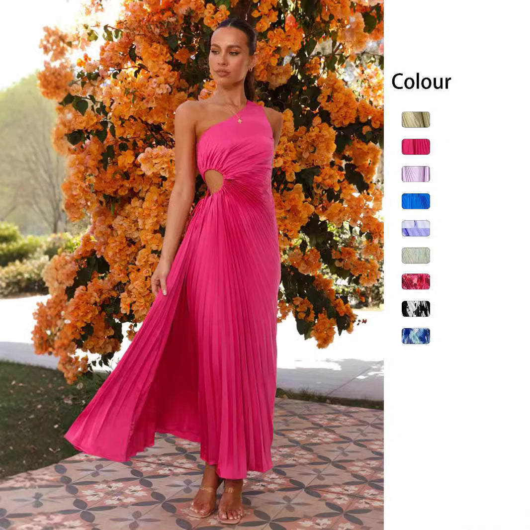Damen Maxikleid mit Raffiniertem Faltenwurf und Asymmetrischem Design