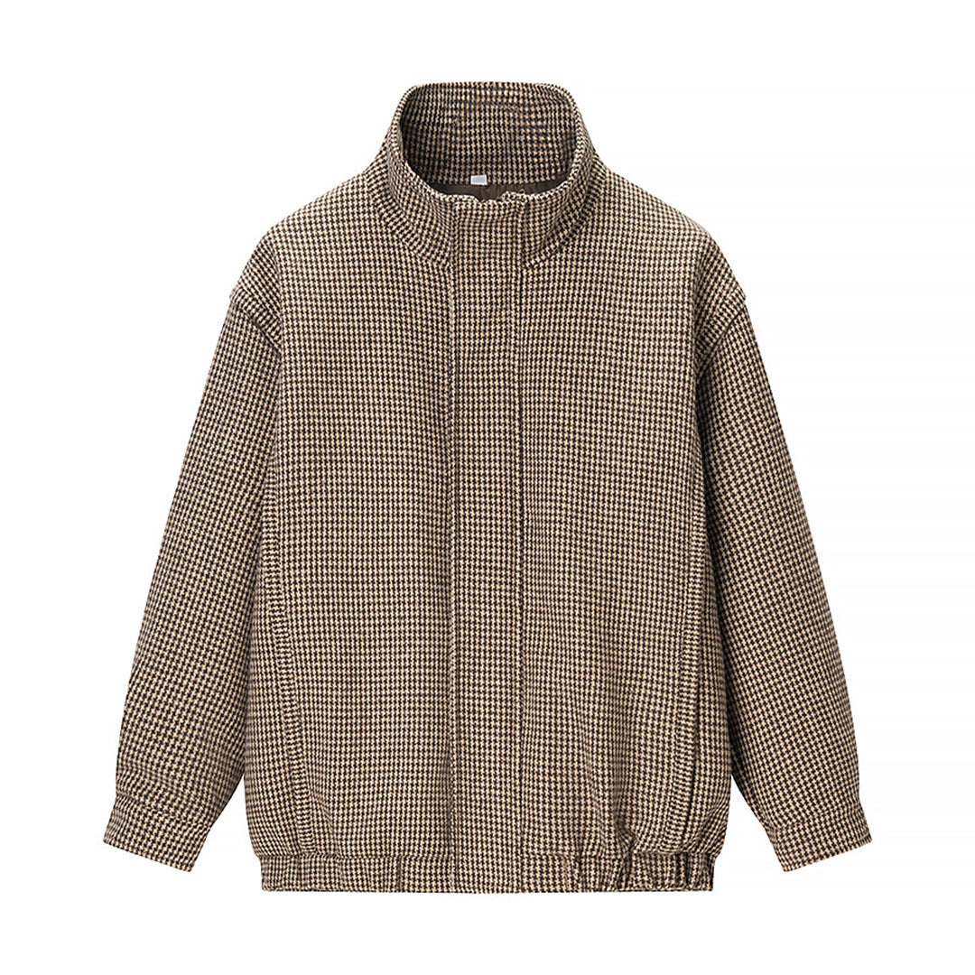 Damen Übergangsjacke im Hahnentrittmuster mit Stehkragen und elastischem Saum Shop Nory
