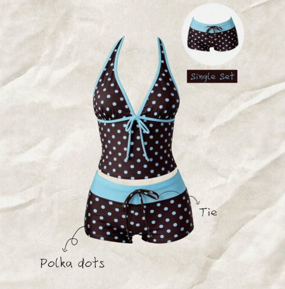 Damen Tankini mit modischem Punktmuster und verstellbarem Halter