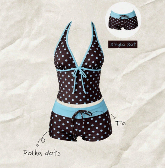 Damen Tankini mit modischem Punktmuster und verstellbarem Halter