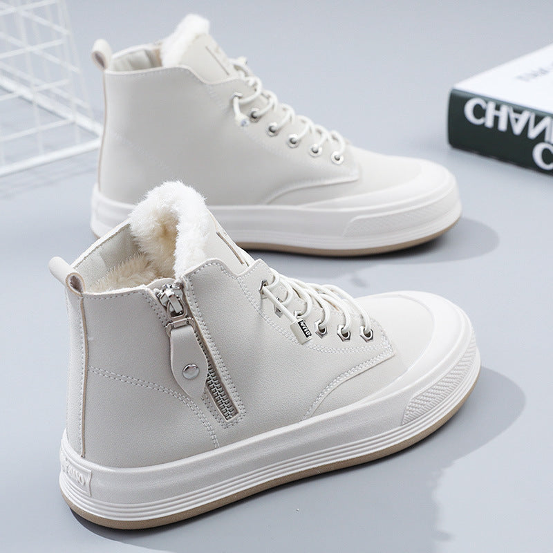 Damen Hohe Sneakers mit kuscheligem Innenfutter und robustem Zipper Shopnory