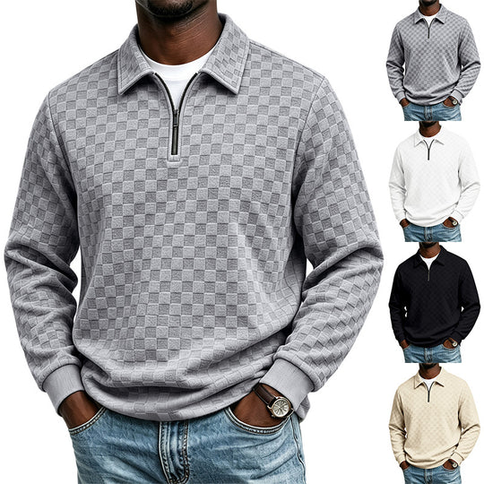 Herren Strukturierter Strickpullover mit Troyer-Kragen und halbem Reißverschluss Shop Nory