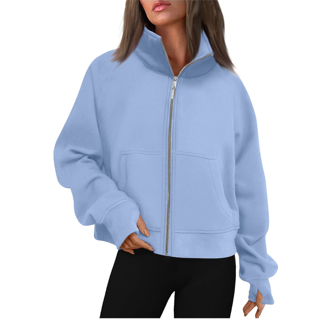 Damen bequeme Sweatjacke mit hohem Kragen