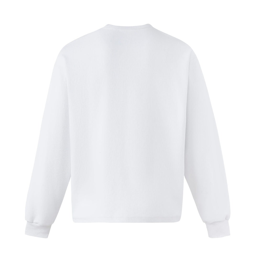 Unisex Oversize Sweatshirt mit kurzem Henley‑Placket und verschwommenem Grafikprint Shop Nory