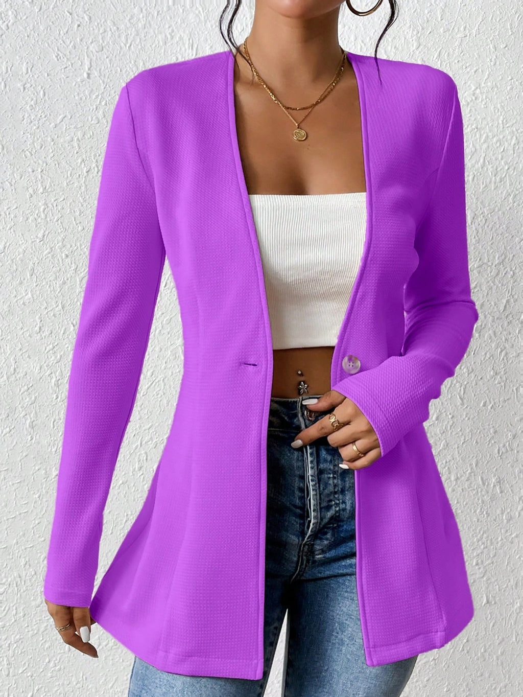 Damen elegante Blazerjacke mit asymmetrischem Schnitt