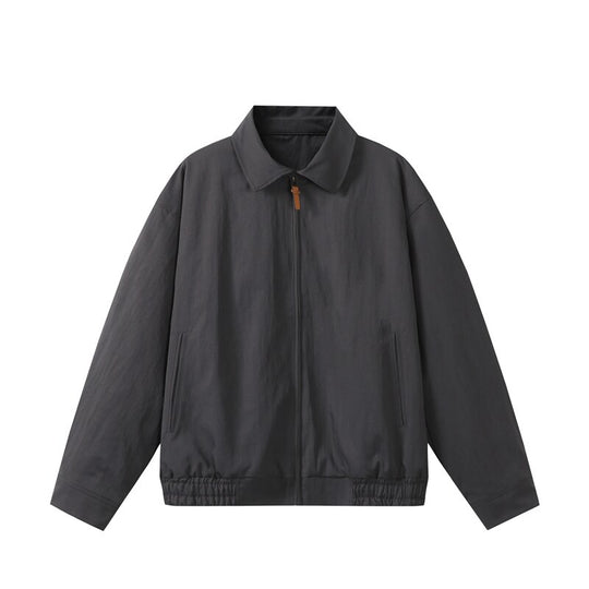 Unisex Leichte Oversize Übergangsjacke im Bomberstil mit Hemdkragen und elastischem Saum Shop Nory