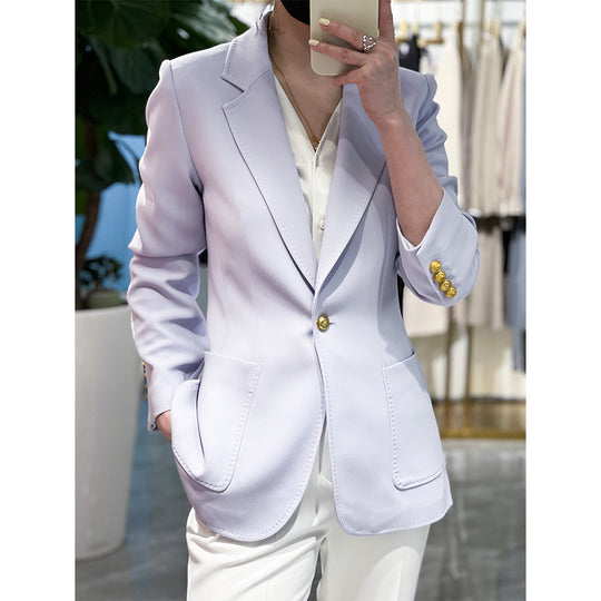 Damen Taillierter Ein-Knopf-Blazer mit aufgesetzten Taschen und schmalem Revers Shop Nory