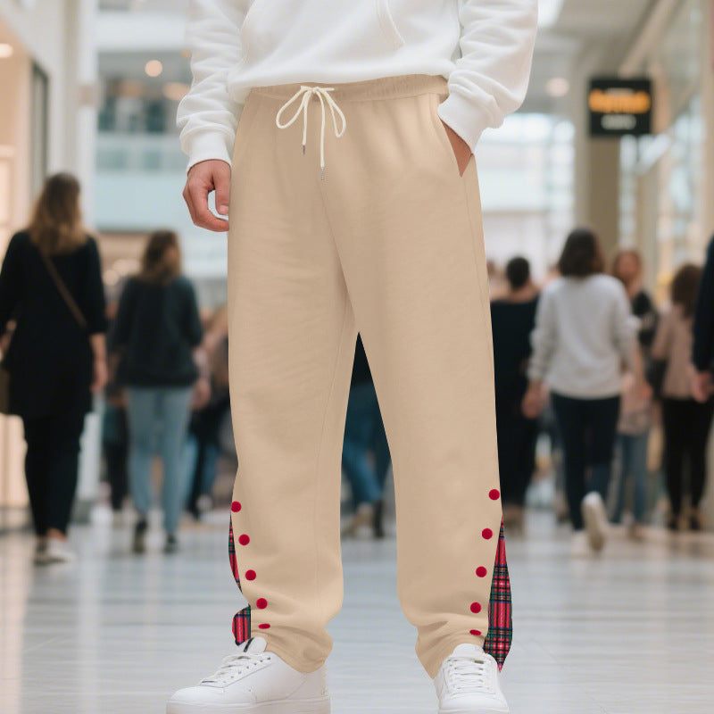 Herren Relaxed-Fit Jogginghose mit Karo-Seitenpasse, Druckknopfleiste & Kordelzug Shop Nory