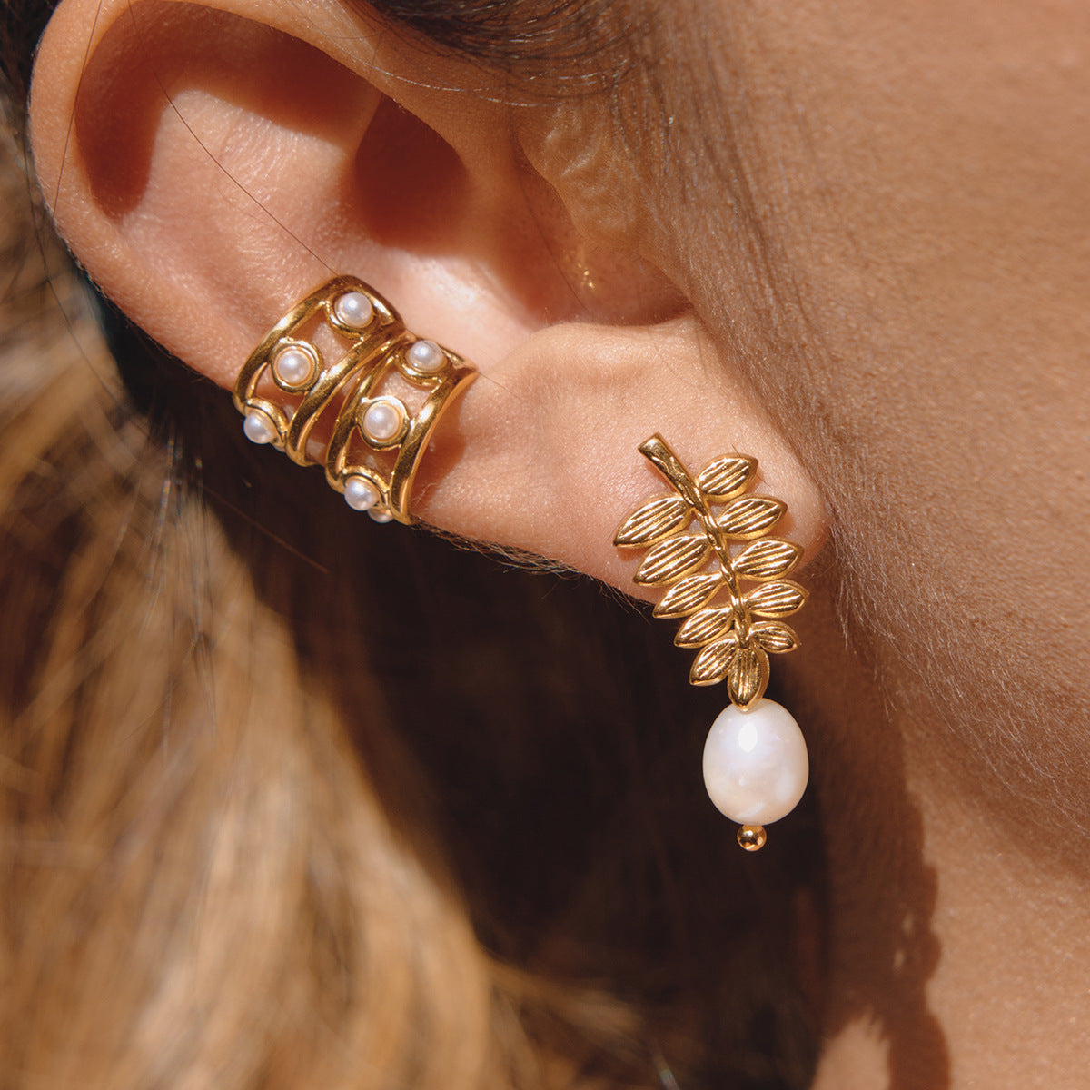 Damen Offener Ohrschmuck mit Perlendesign und hypoallergenen Eigenschaften Shop Nory