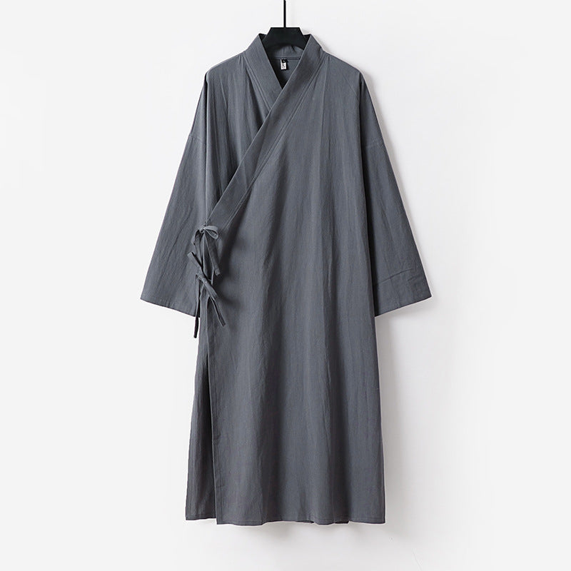 Damen Langes Wickelkleid im Kimono-Stil mit weitem Ärmel und seitlichen Bindebändern Shop Nory