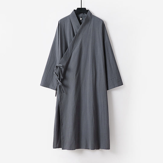 Damen Langes Wickelkleid im Kimono-Stil mit weitem Ärmel und seitlichen Bindebändern Shop Nory