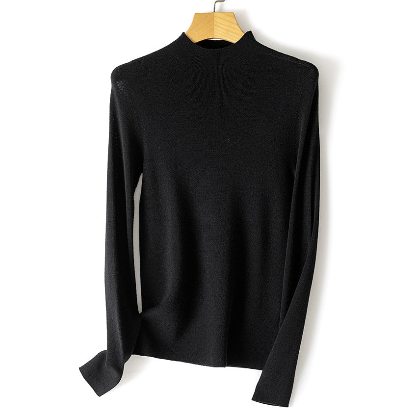 Damen Feiner Stretch-Feinstrickpullover mit halbem Stehkragen und schlanker Silhouette Shop Nory