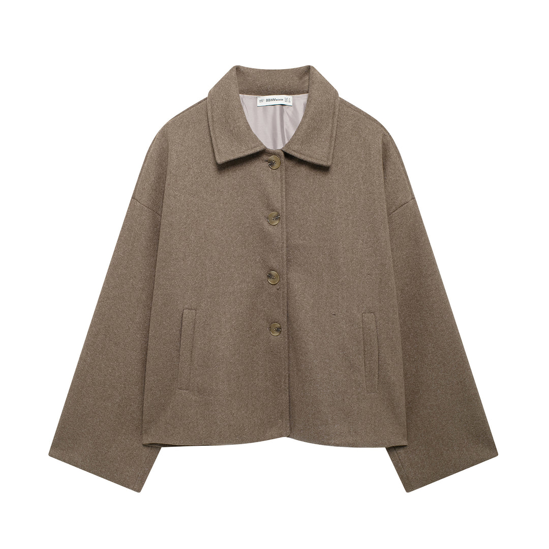 Damen Kurzmantel aus Woll-Mix mit Oversize‑Silhouette und verdeckter Knopfleiste Shop Nory