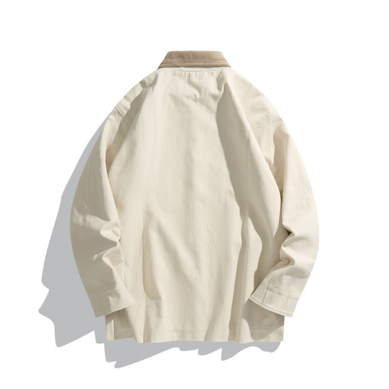 Unisex Kastenförmige Canvas-Fieldjacke mit Kontrast-Cordkragen und Utility-Taschen Shop Nory