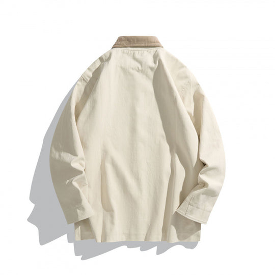 Unisex Kastenförmige Canvas-Fieldjacke mit Kontrast-Cordkragen und Utility-Taschen Shop Nory