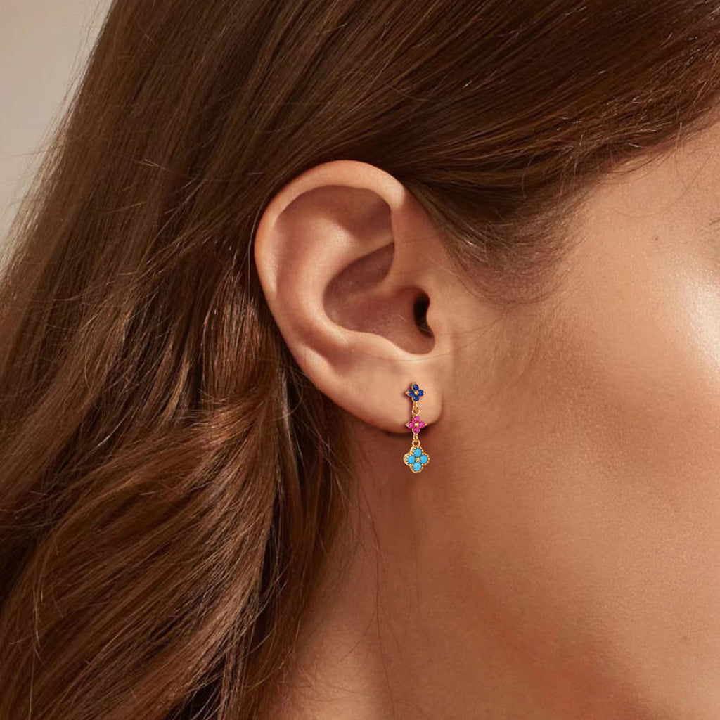 Damen Ohrhänger mit funkelnden Zirkonblüten aus hochwertigem 925 Sterlingsilber Shop Nory