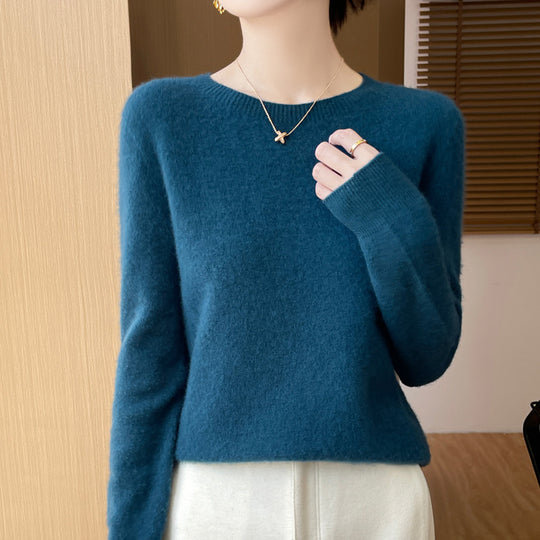 Damen Weicher Mohair‑Optik Rundhals‑Pullover mit feinem Rippsaum und leichter Oversize‑Passform Shop Nory