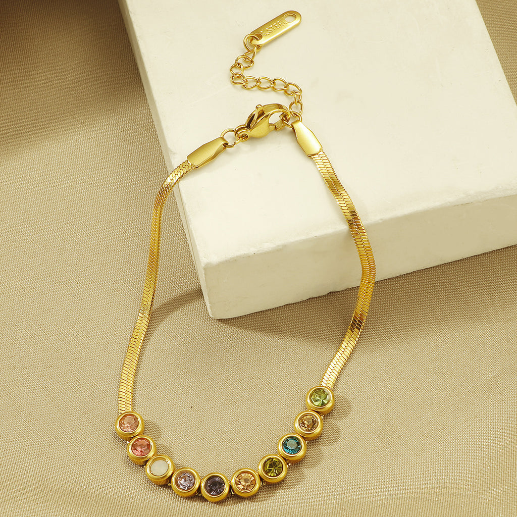 Damen Farbige Edelstein-betonte Armbanduhr Shop Nory