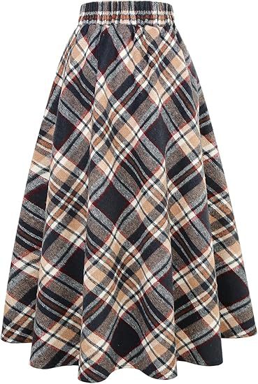 Damen Schwingender A-Linien Rock im modischen Karomuster Shopnory