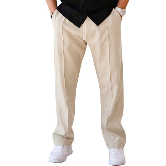 Herren elegante Freizeithose mit geradem Schnitt und klassischen Falten