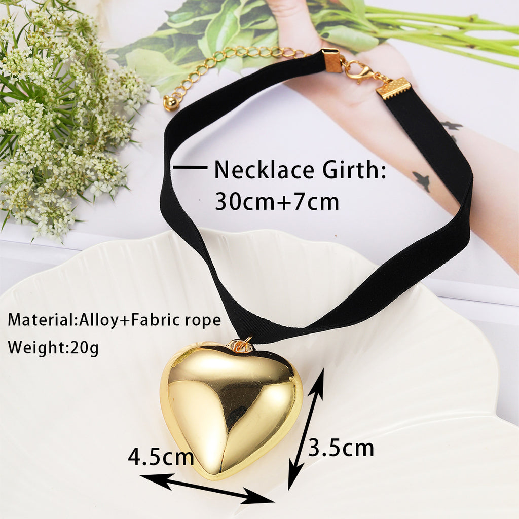 Damen Choker-Halskette mit herzförmigem Anhänger aus hochwertigem Metall Shop Nory