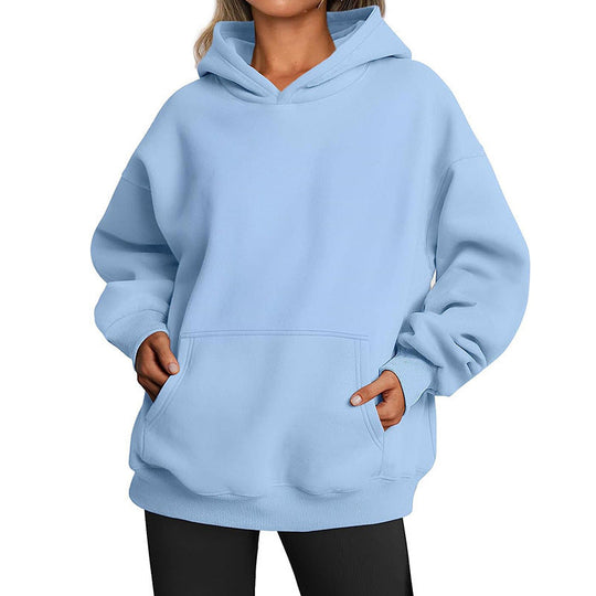 Damen Übergrößen Kapuzenpullover mit praktischen Taschen undlässigem Schnitt