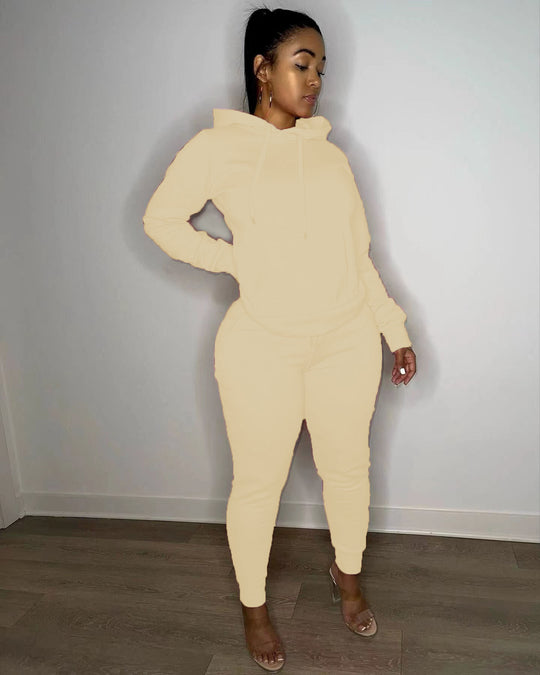 Damen nan tailliertes Hoodie- und Jogginghose-Set mit Kängurutasche, hohem Komfortbund und gerippten Knöchelbündchen Shop Nory