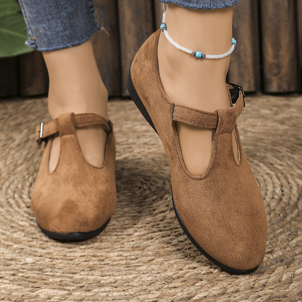 Damen Wedge-Mokassins mit seitlichem Riemen und ergonomischem Fußbett