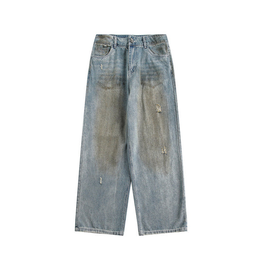 Damen Weite Baggy-Jeans mit hohem Bund, Used-Waschung und Rissdetails Shop Nory