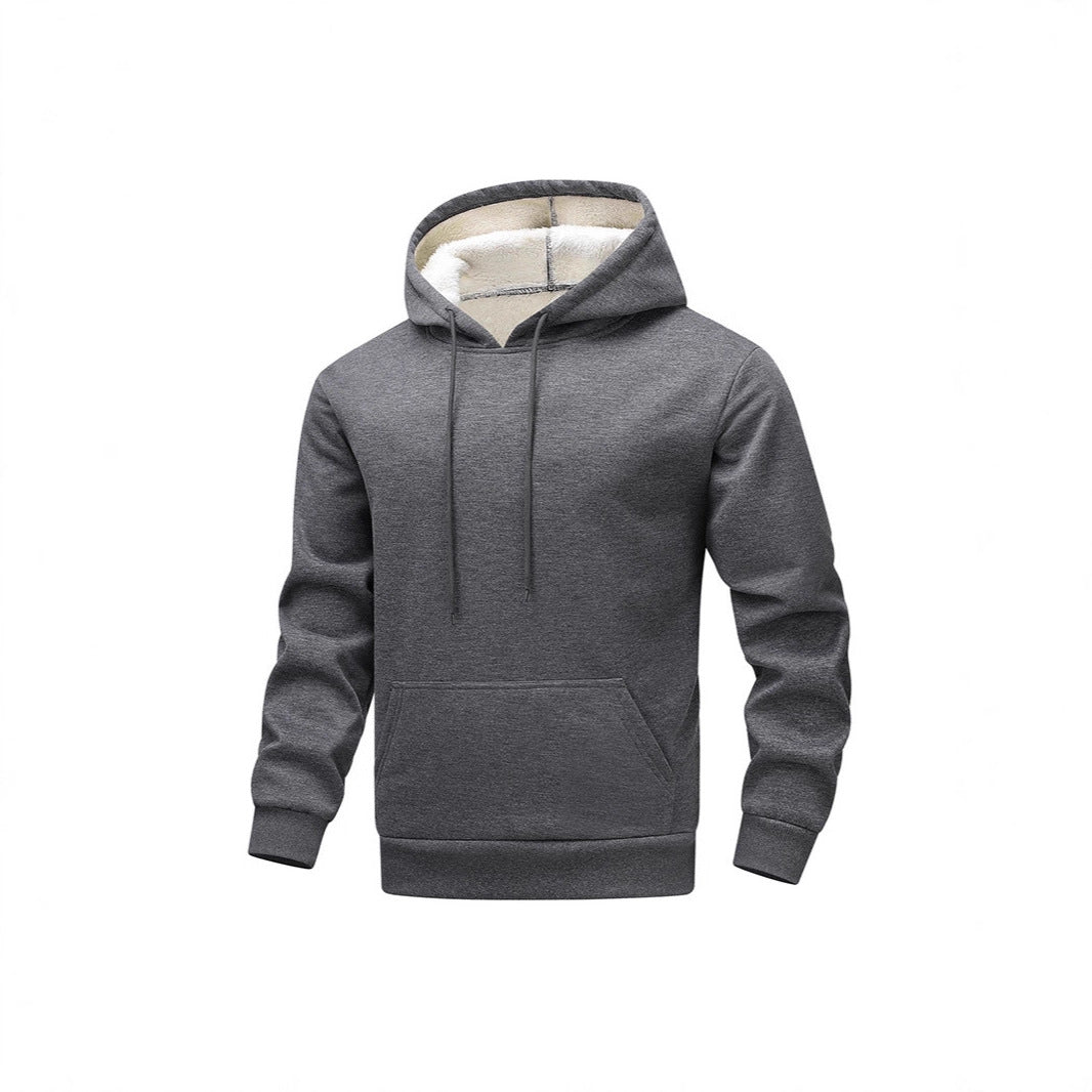 Herren Kuscheliger Teddyfleece-Kapuzenpullover mit Sherpa-Futter und Kängurutasche Shop Nory
