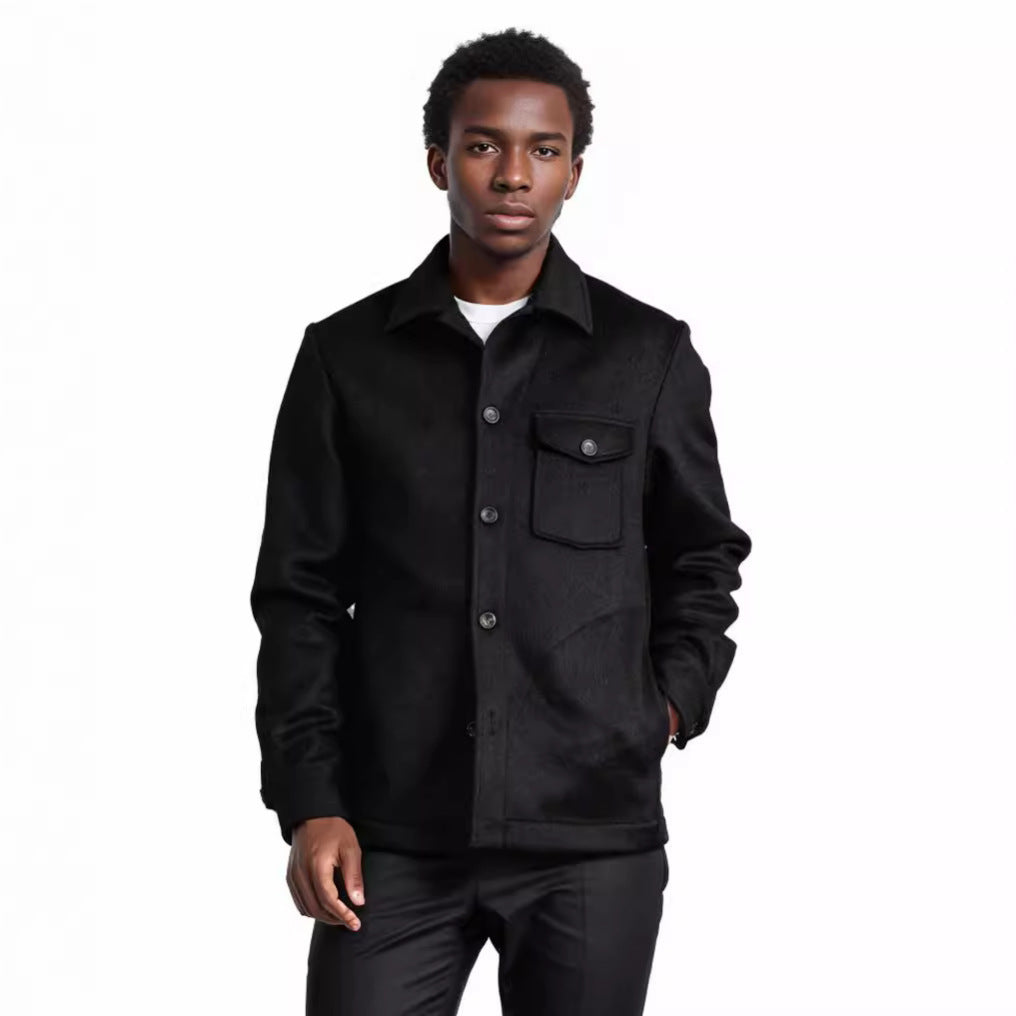 Herren Wollmix-Workerjacke mit Brusttasche und Hemdkragen Shop Nory