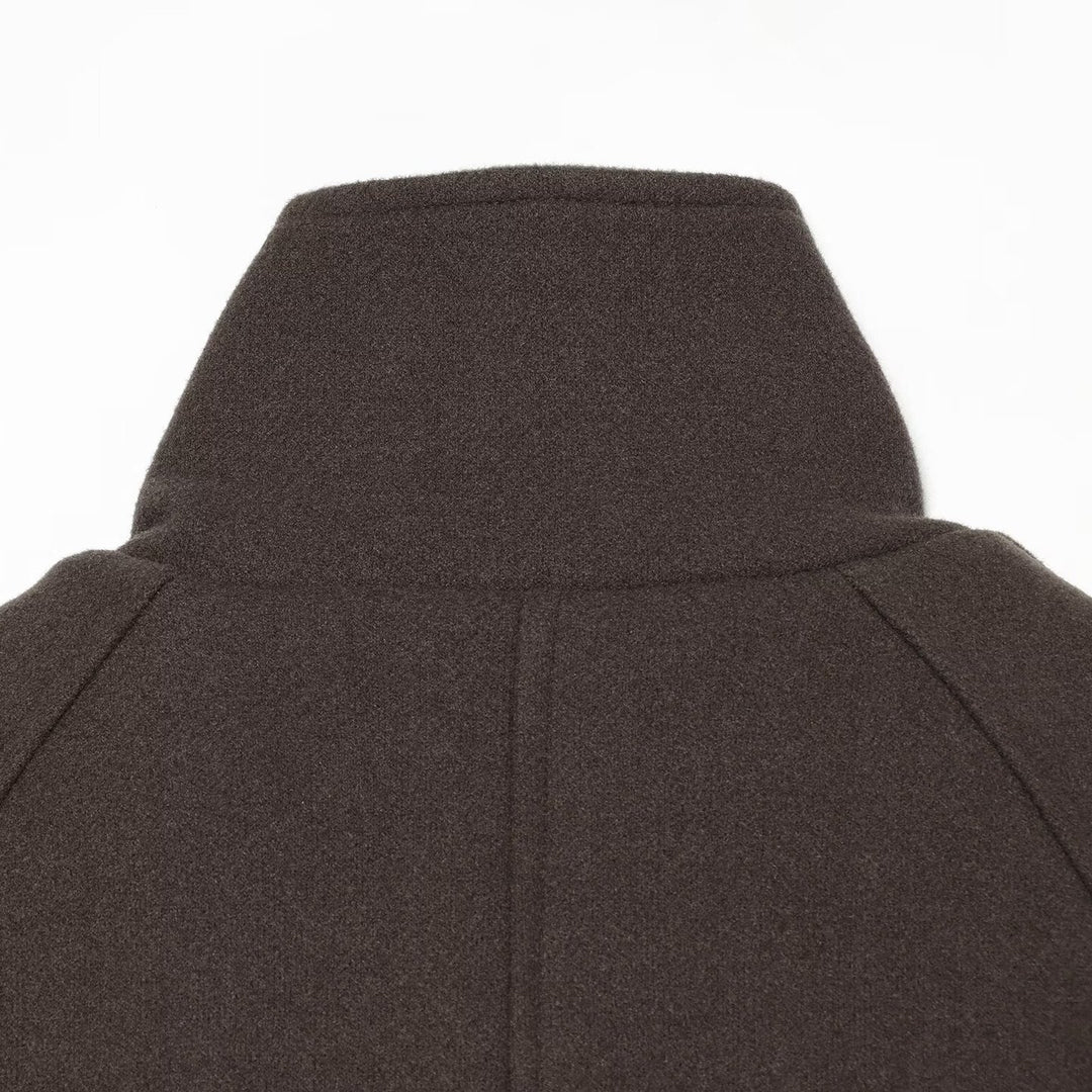 Damen Kurze Capejacke aus Wollmix mit hohem Stehkragen, Doppelreihe und Bindegürtel Shop Nory