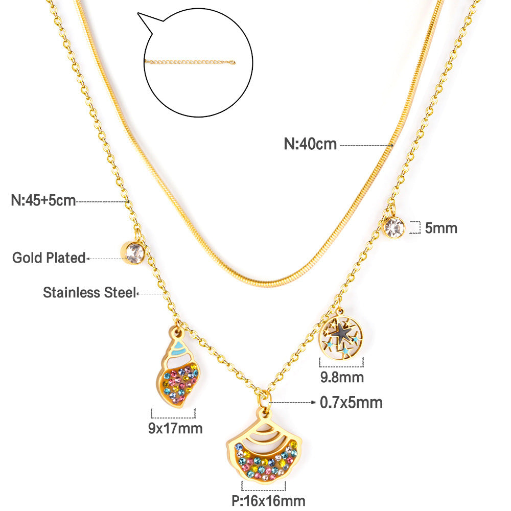 Damen mehrlagige Halskette mit bunten Anhängern und hochwertigen Details Shop Nory