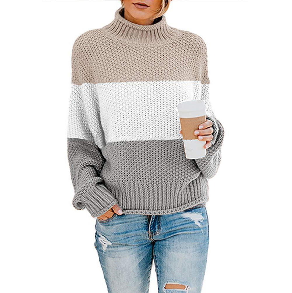 Damen grobstrick Rollkragenpullover mit Oversize-Schnitt und Blockstreifen-Optik Shop Nory