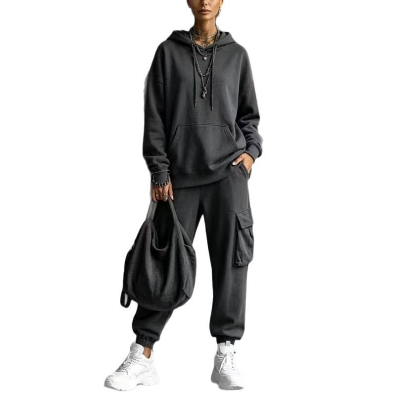 Damen Oversize Hoodie- und Cargo-Jogger-Set aus French Terry Shop Nory