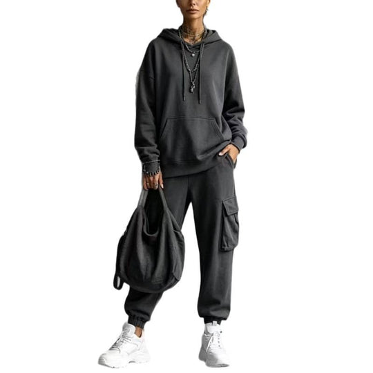 Damen Oversize Hoodie- und Cargo-Jogger-Set aus French Terry Shop Nory