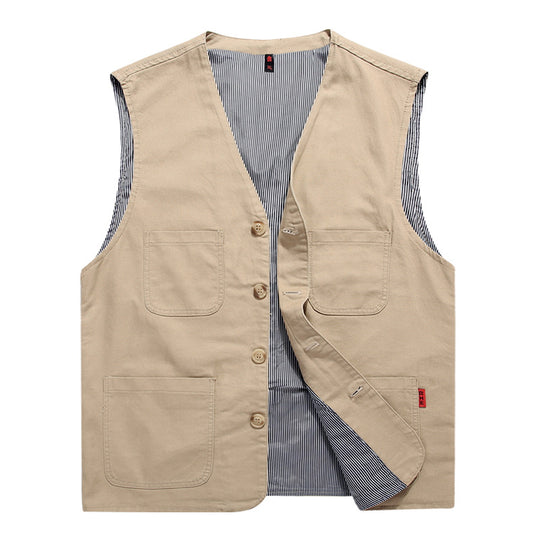 Herren Utility-Weste mit gestreiftem Innenfutter aus Baumwoll-Canvas Shop Nory