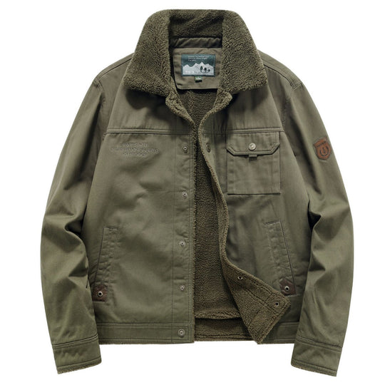 Herren Canvas-Fieldblouson mit Sherpa‑Fütterung, wärmender Teddyinnenlage und Utility-Brusttaschen Shop Nory