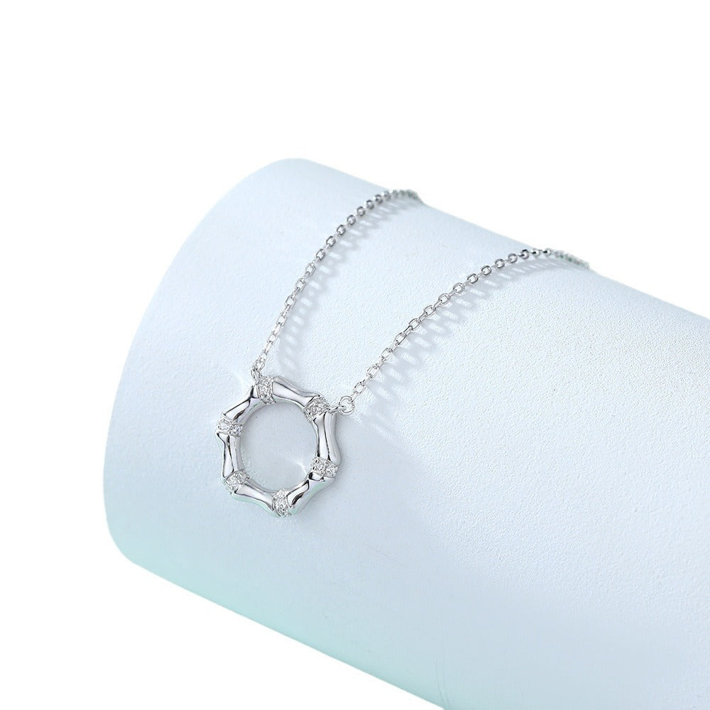 Damen Halskette im modernen Kreismuster mit Zirkonia-Besatz Shop Nory